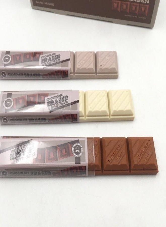 PRAYAN ENTERPRISE Chocolate Bar Erasers - Realistic Candy-Shaped Erasers for Kids, Novelty School Supplies, Fun Stationery Gifts (Set of 3) - Image 5
